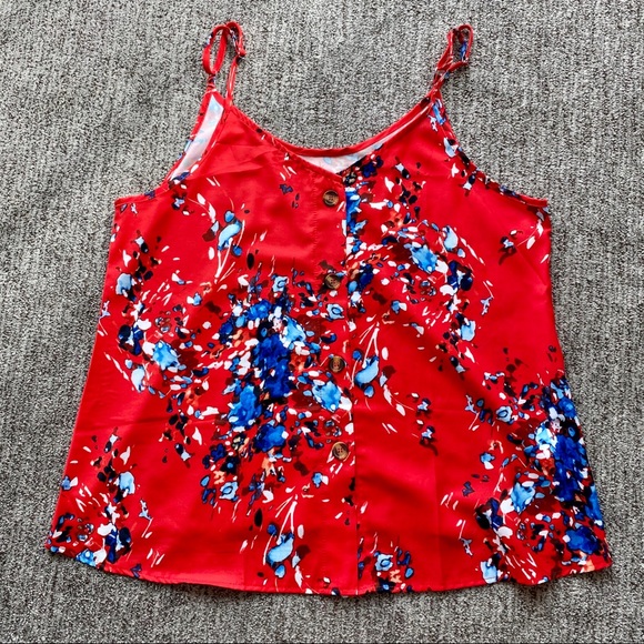 Casual Spaghetti Strap Button Down Tank Top - Picture 3 of 6